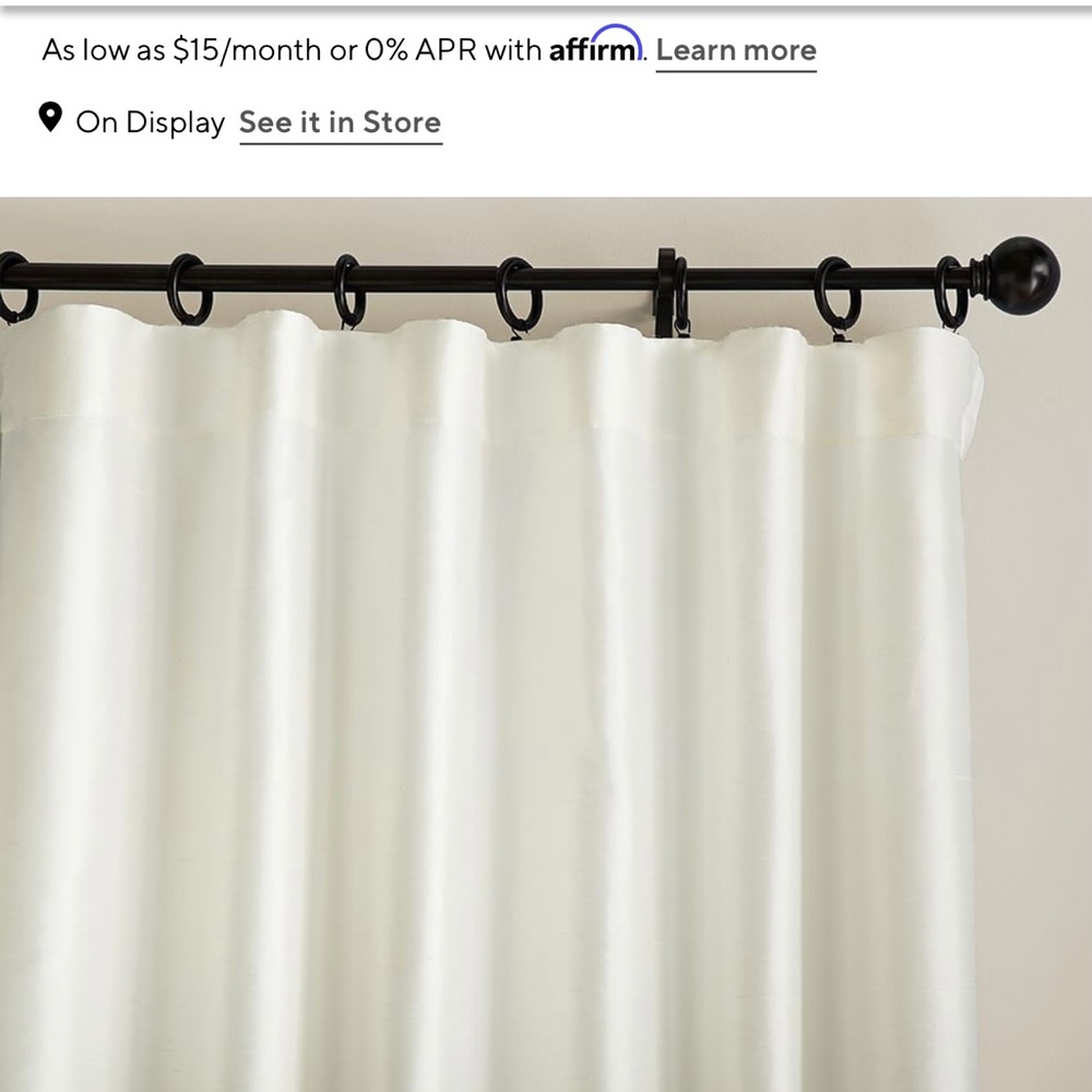Pottery Barn Dupioni Silk Rod Pocket Ivory Curtain